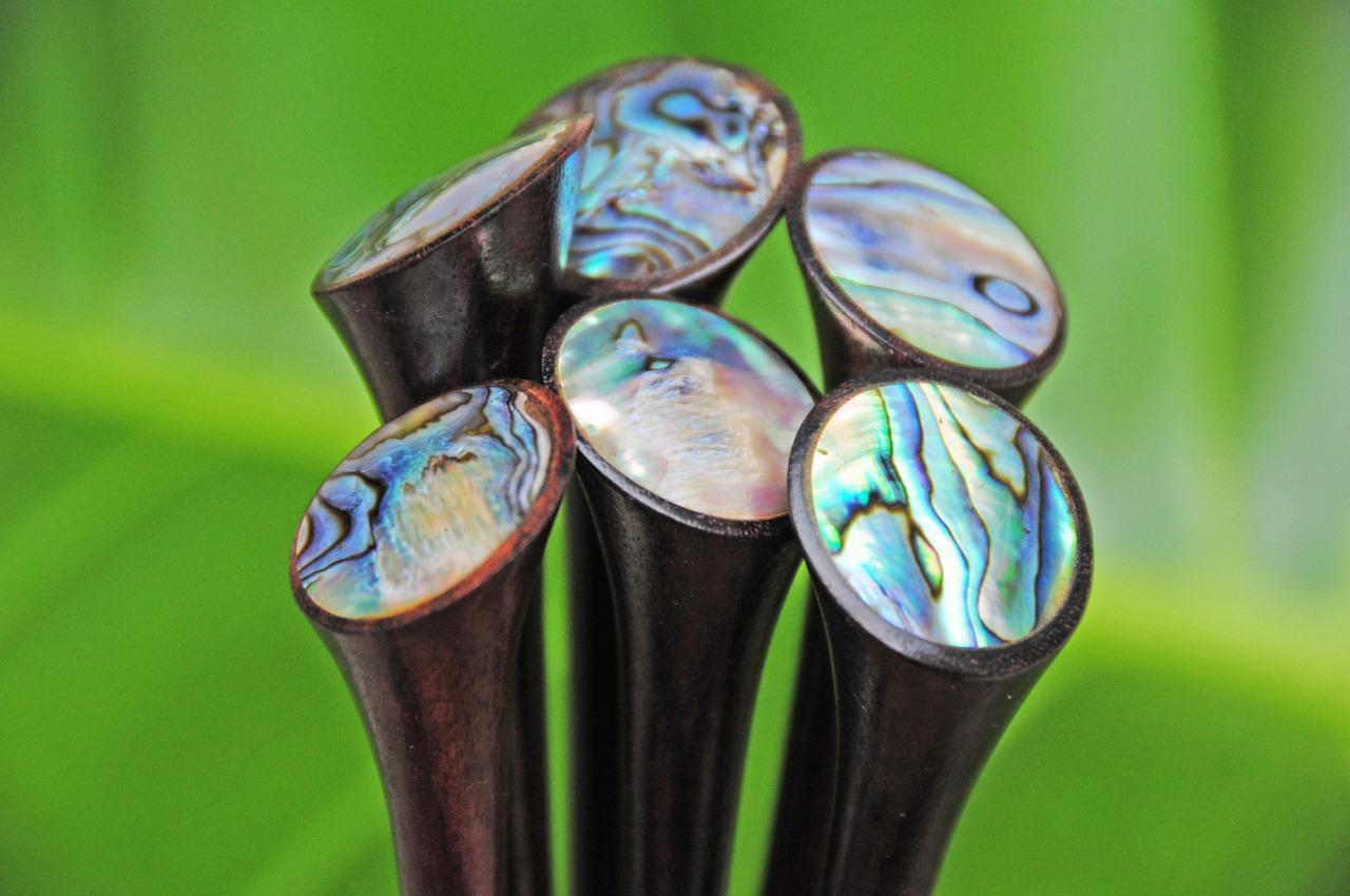 Shawl Pin made of Wood & Abalone