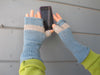 Aqua Grey Fingerless Gloves- Texting Gloves