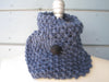 Blue Neck Warmer -Head Scarf withBlack Felted Button