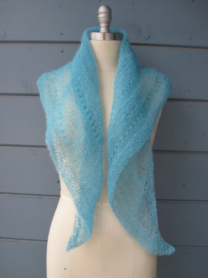 Shawl Scarf - Bamboo Turquoise  Lace Petite