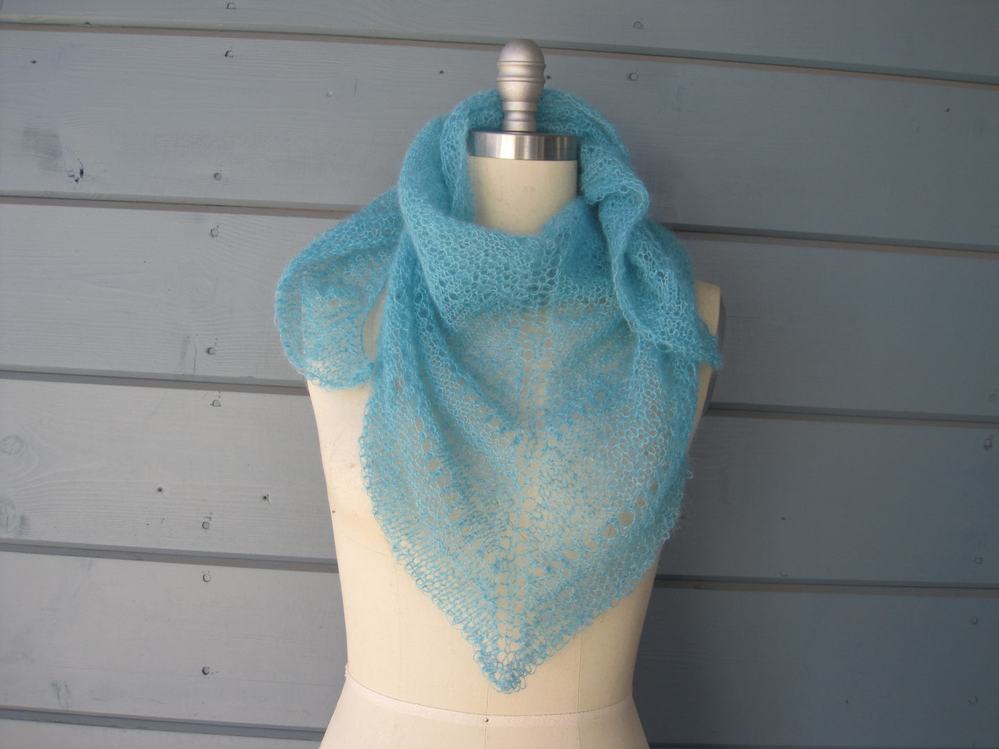 Shawl Scarf - Bamboo Turquoise  Lace Petite