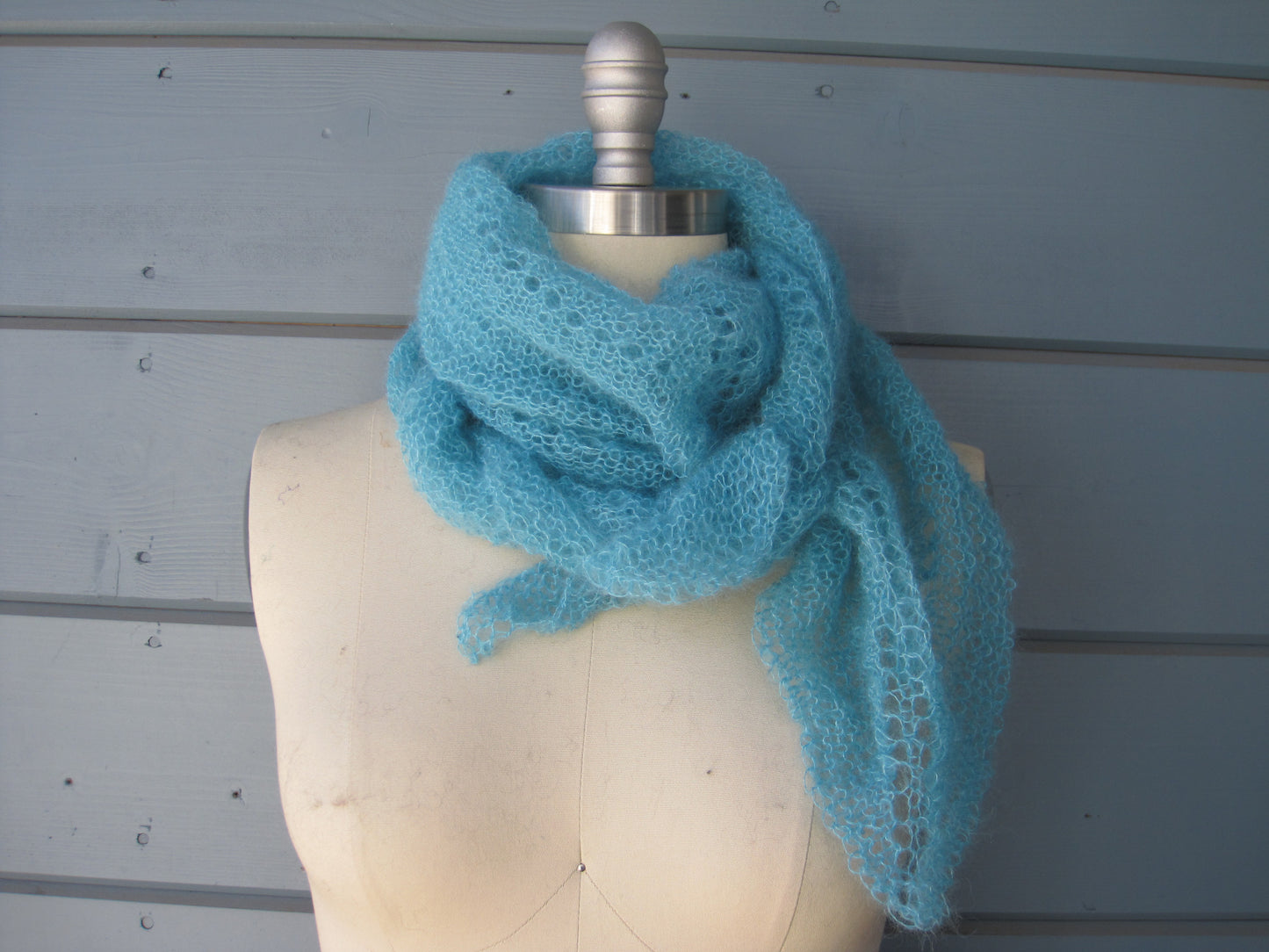 Shawl Scarf - Bamboo Turquoise  Lace Petite