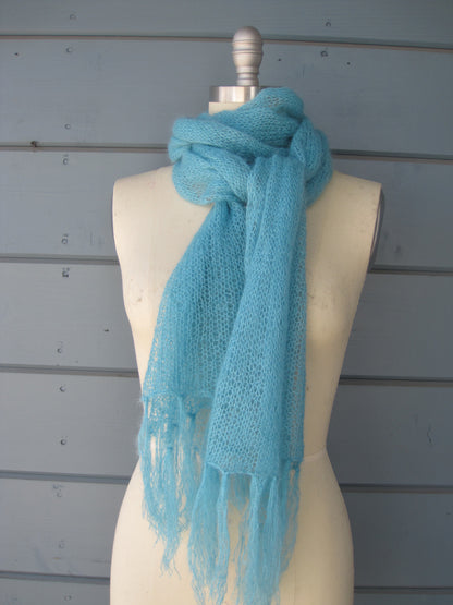 Shawl or Scarf - 70 % Silk 30 % Mohair Aqua