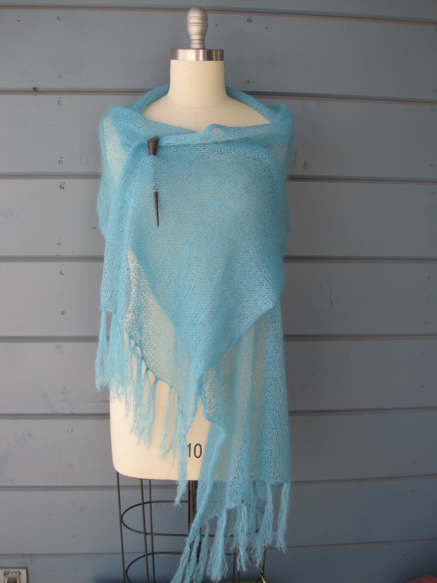 Shawl or Scarf - 70 % Silk 30 % Mohair Aqua