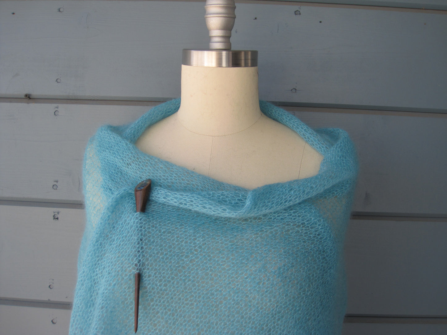 Shawl or Scarf - 70 % Silk 30 % Mohair Aqua