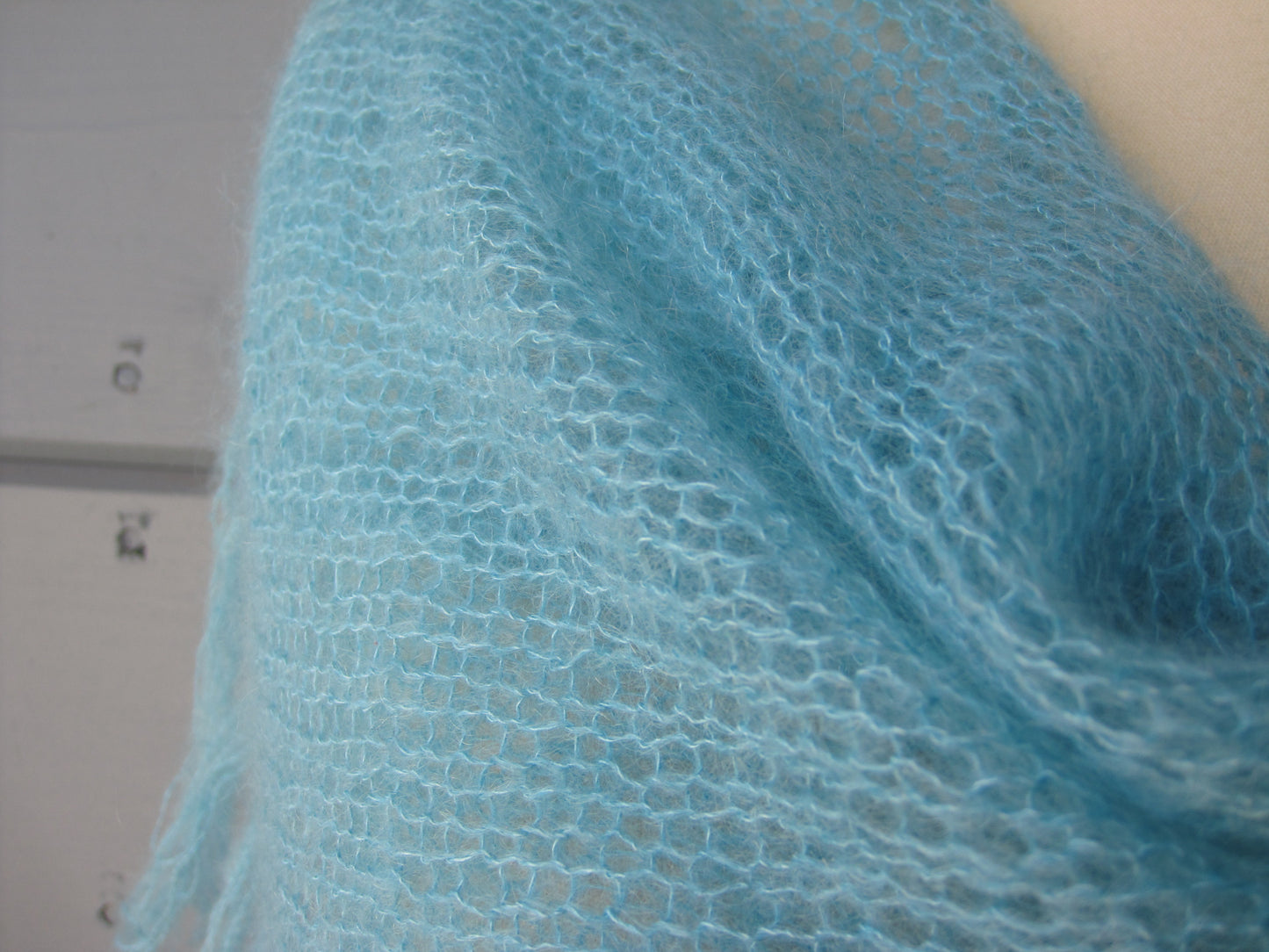 Shawl or Scarf - 70 % Silk 30 % Mohair Aqua