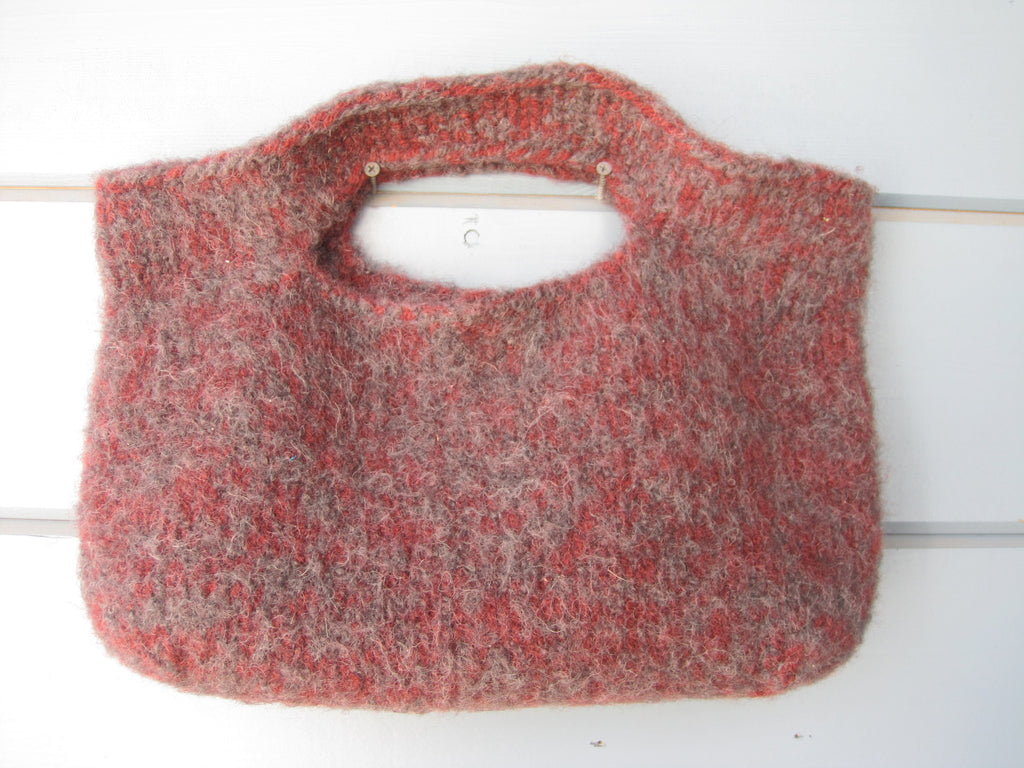 Charcoal and Maroon Felted Purse
