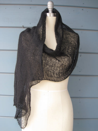 Shawl - Charcoal Black Mohair