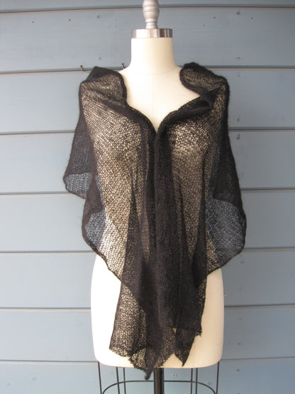 Shawl - Charcoal Black Mohair