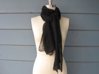 Shawl - Charcoal Black Mohair