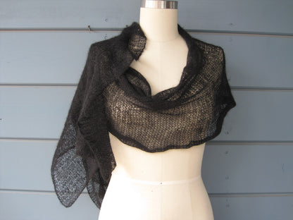 Shawl - Charcoal Black Mohair